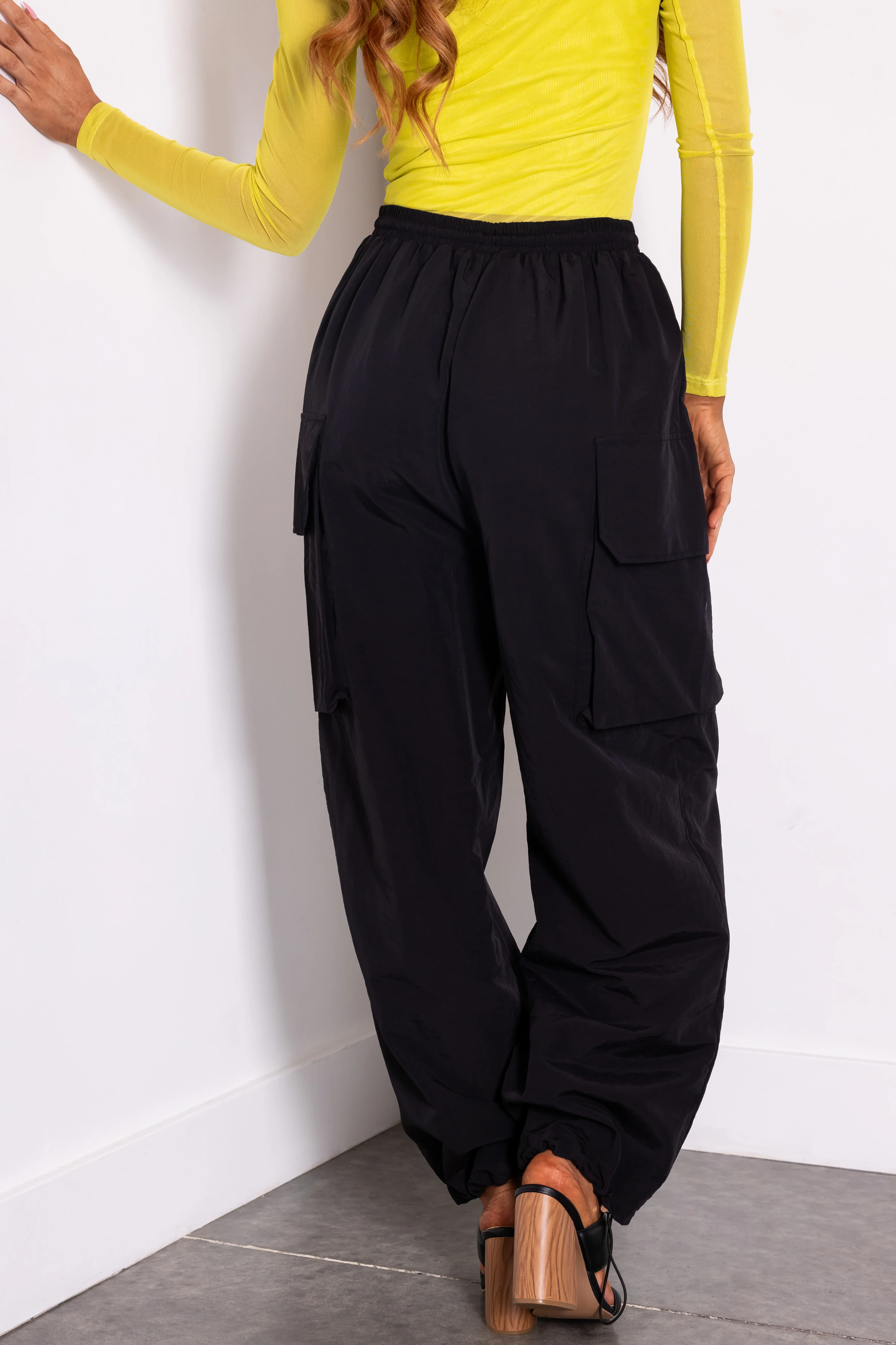 Black Drawstring Cargo Pants - Image 4