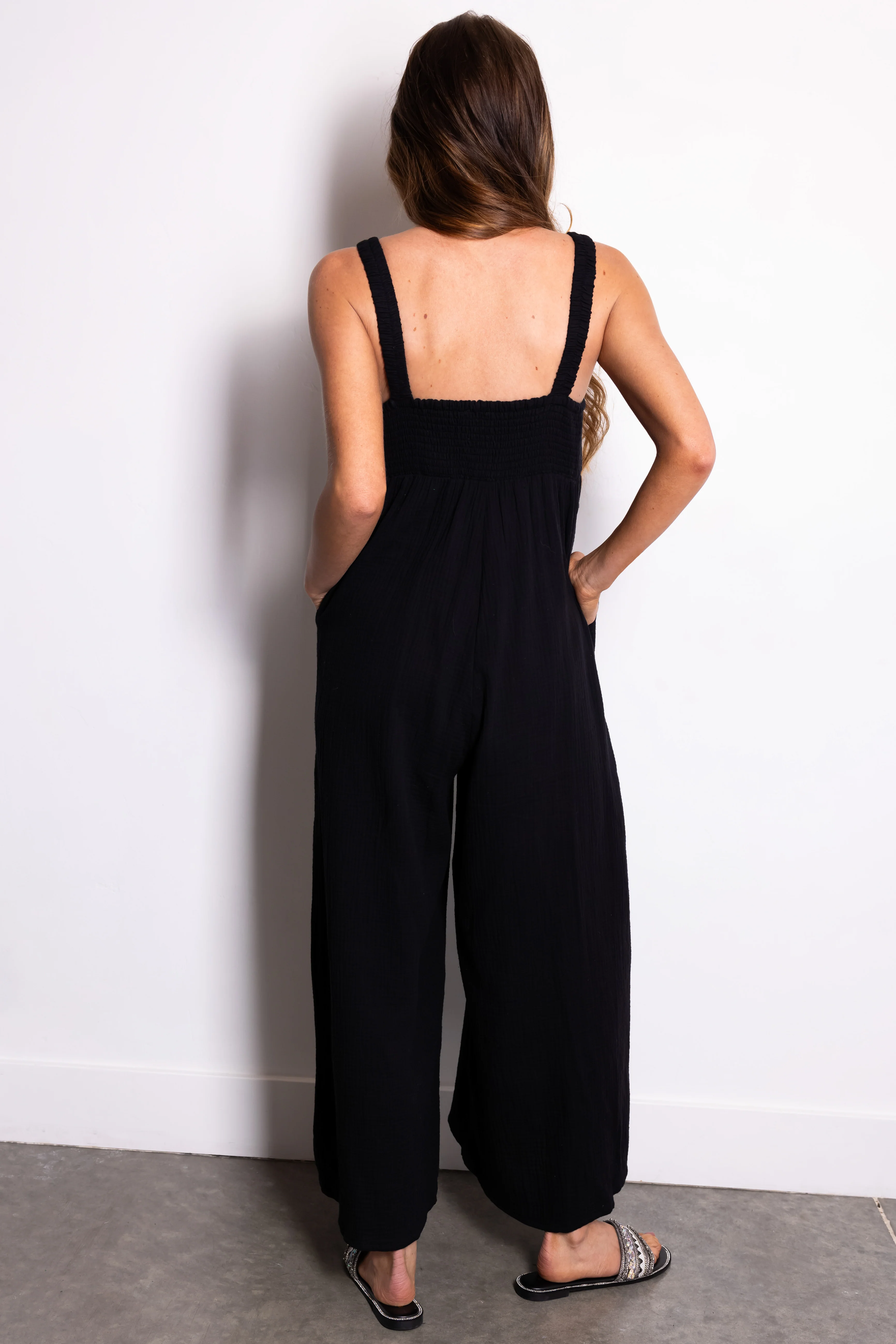 Black Sleeveless Wide Leg Jumpsuit - Image 6