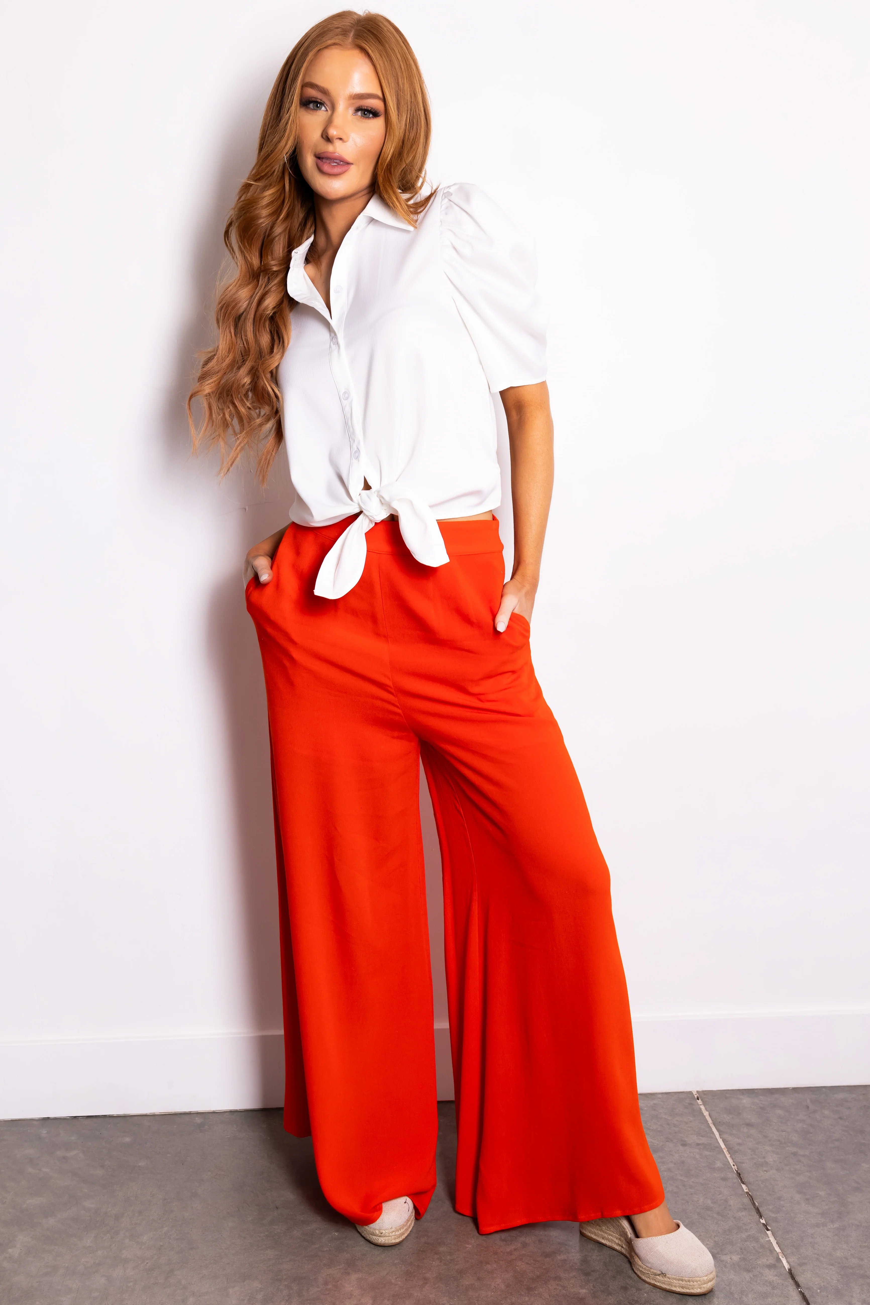 Bright Fire High Waist Wide Leg Pants - Image 5