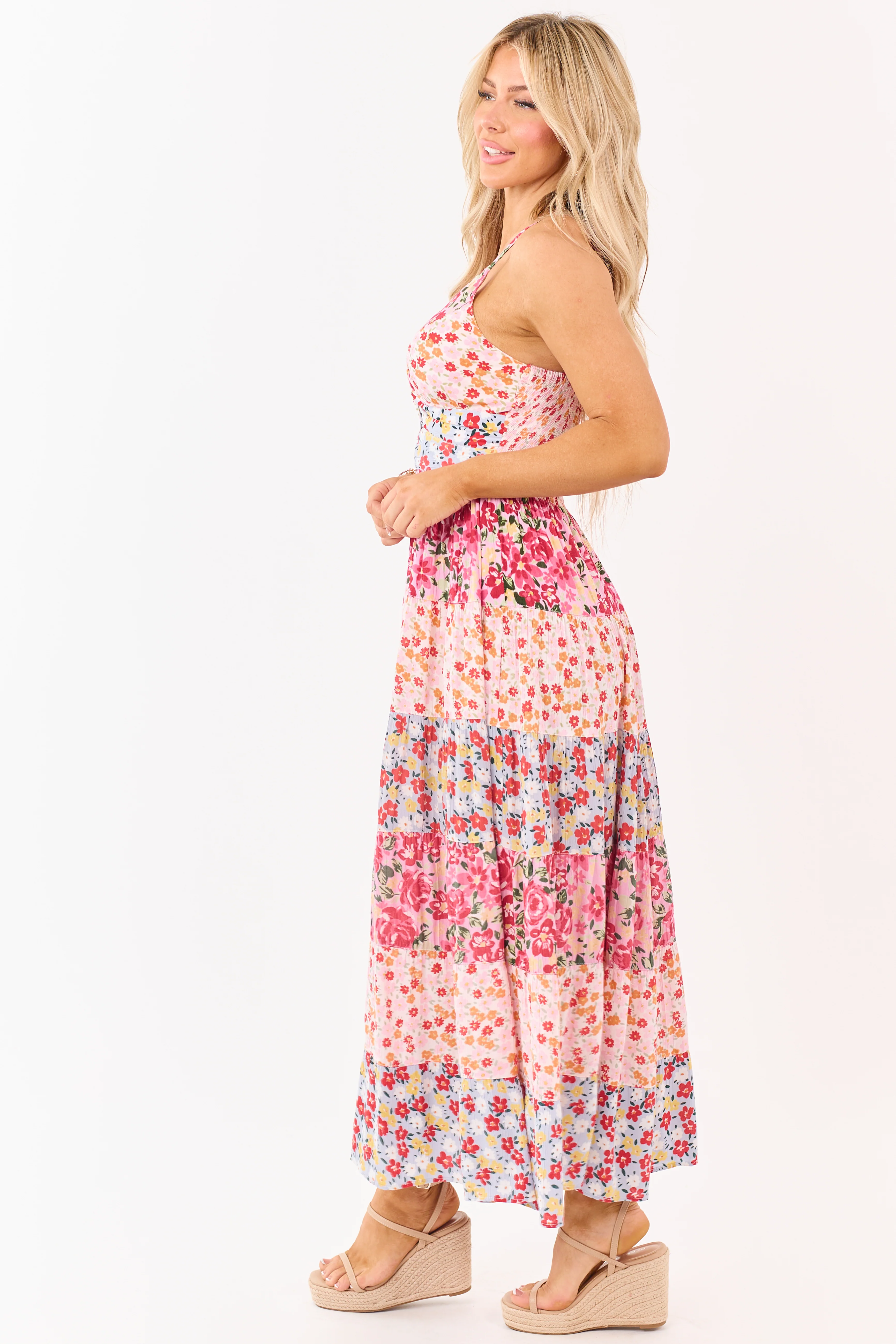 Carnation Front Twist Tiered Floral Print Maxi Dress - Image 7