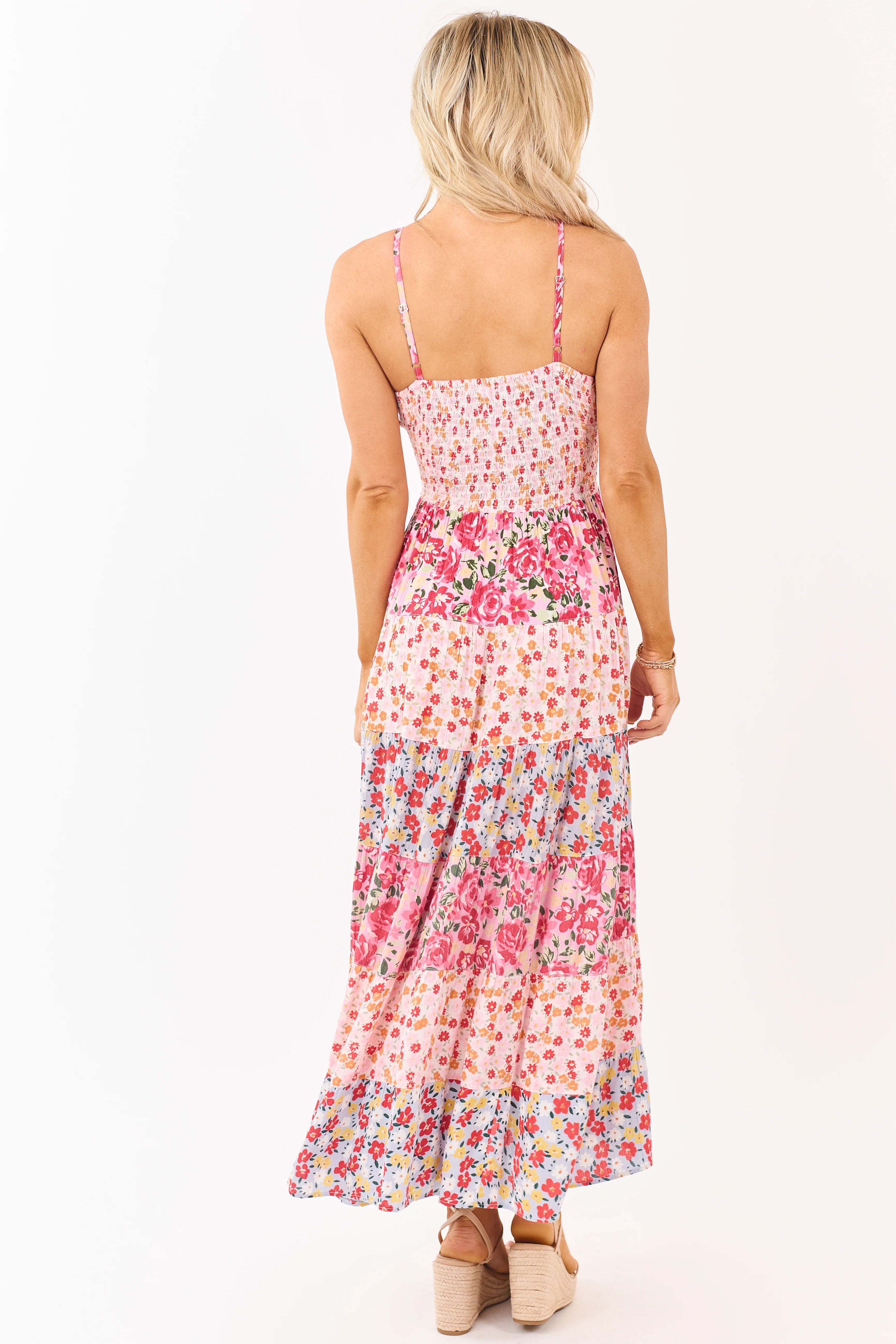 Carnation Front Twist Tiered Floral Print Maxi Dress - Image 8