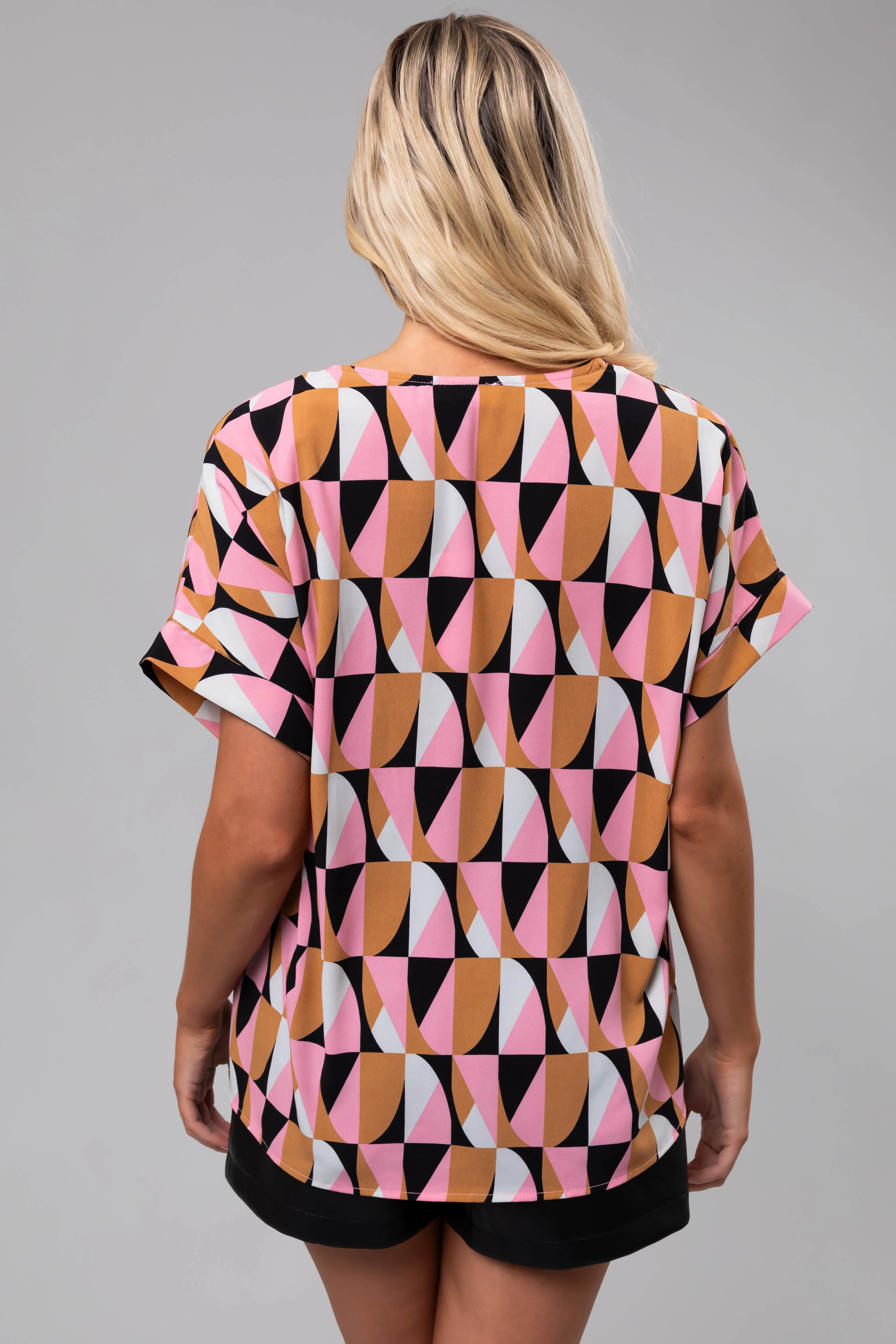 Carnation Geo Print Relaxed Fit Blouse - Image 7