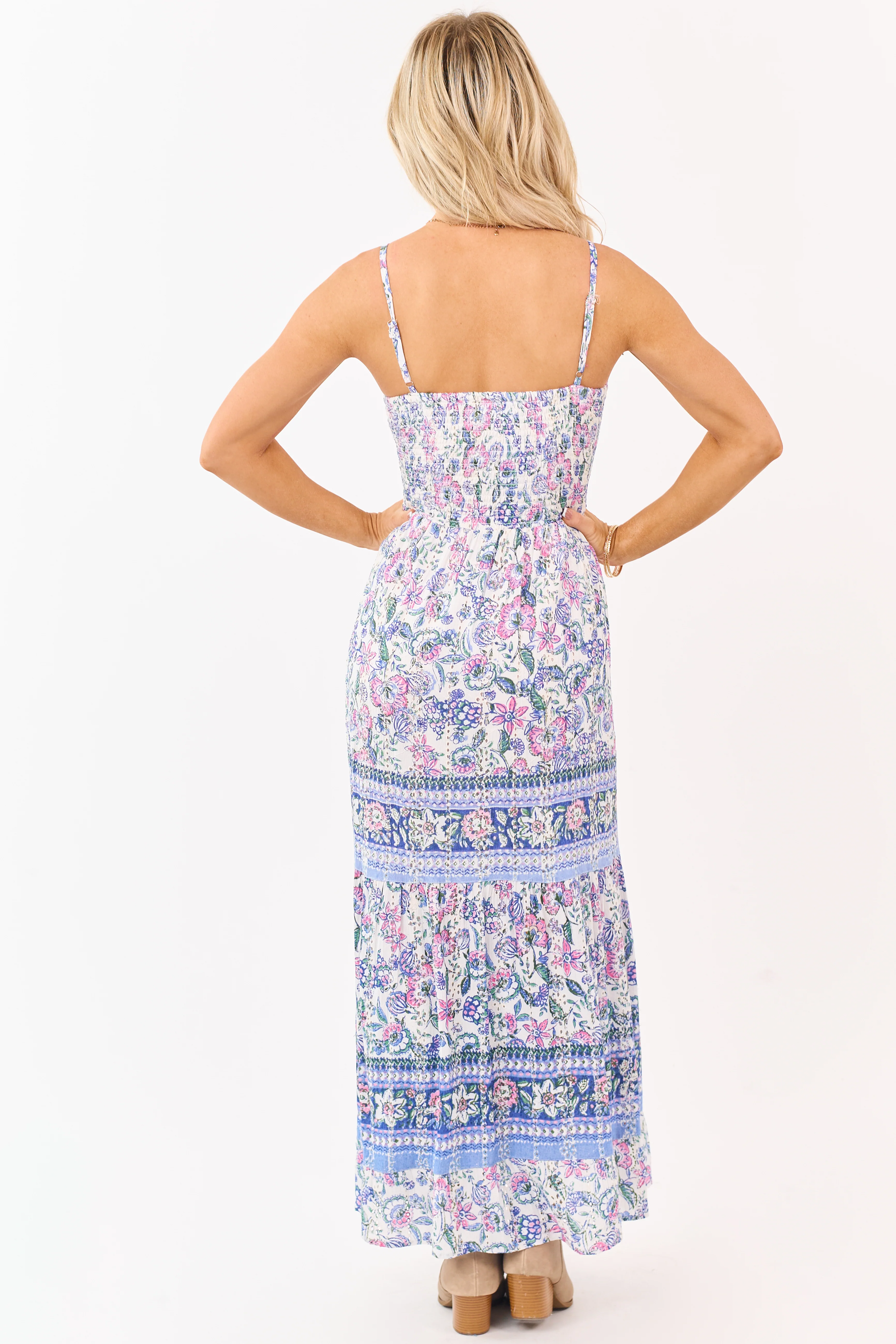 Coconut Floral Eyelet Front Twist Maxi Dress - Image 8
