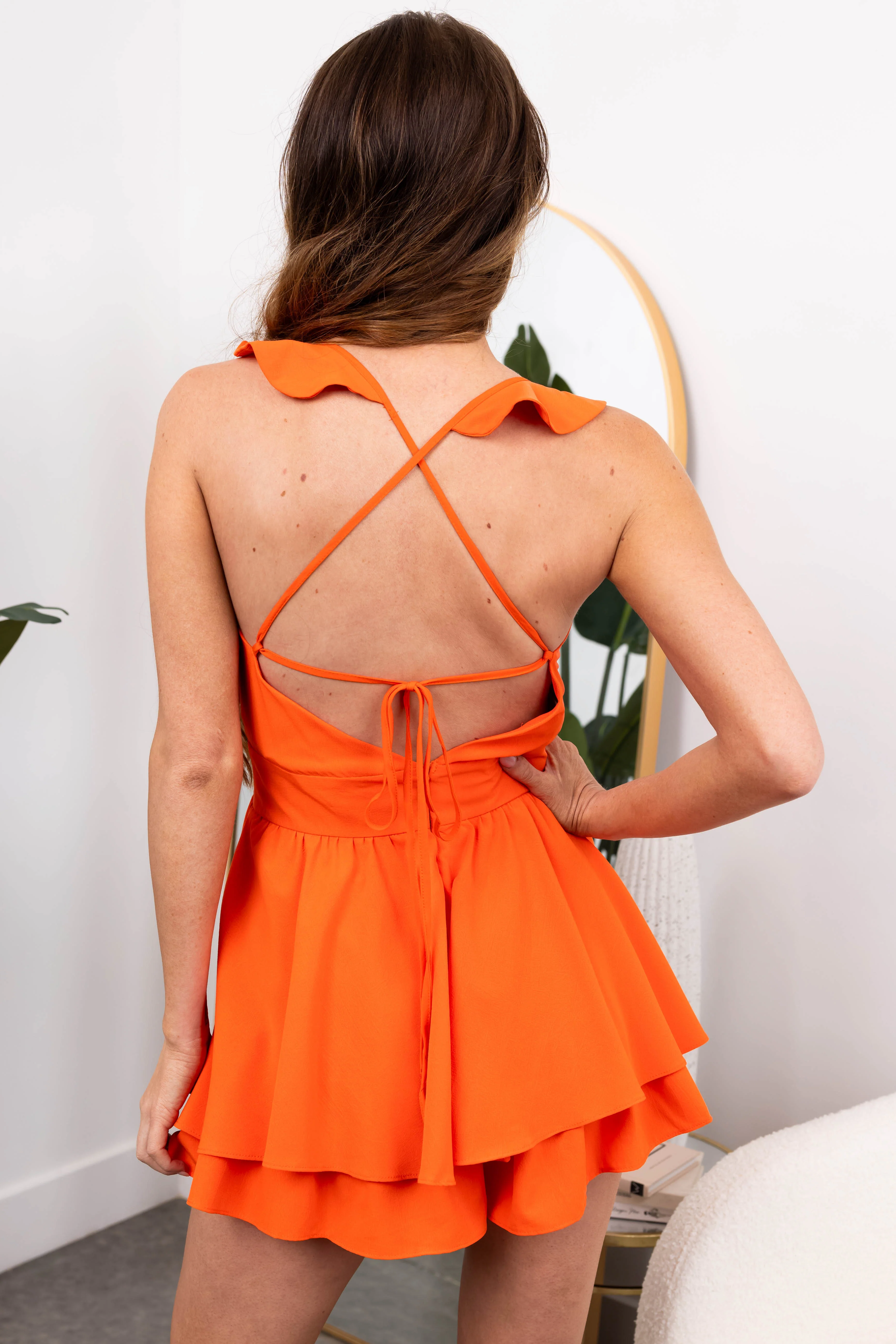 Fire Layered Ruffle Trim Tie Strap Romper - Image 6