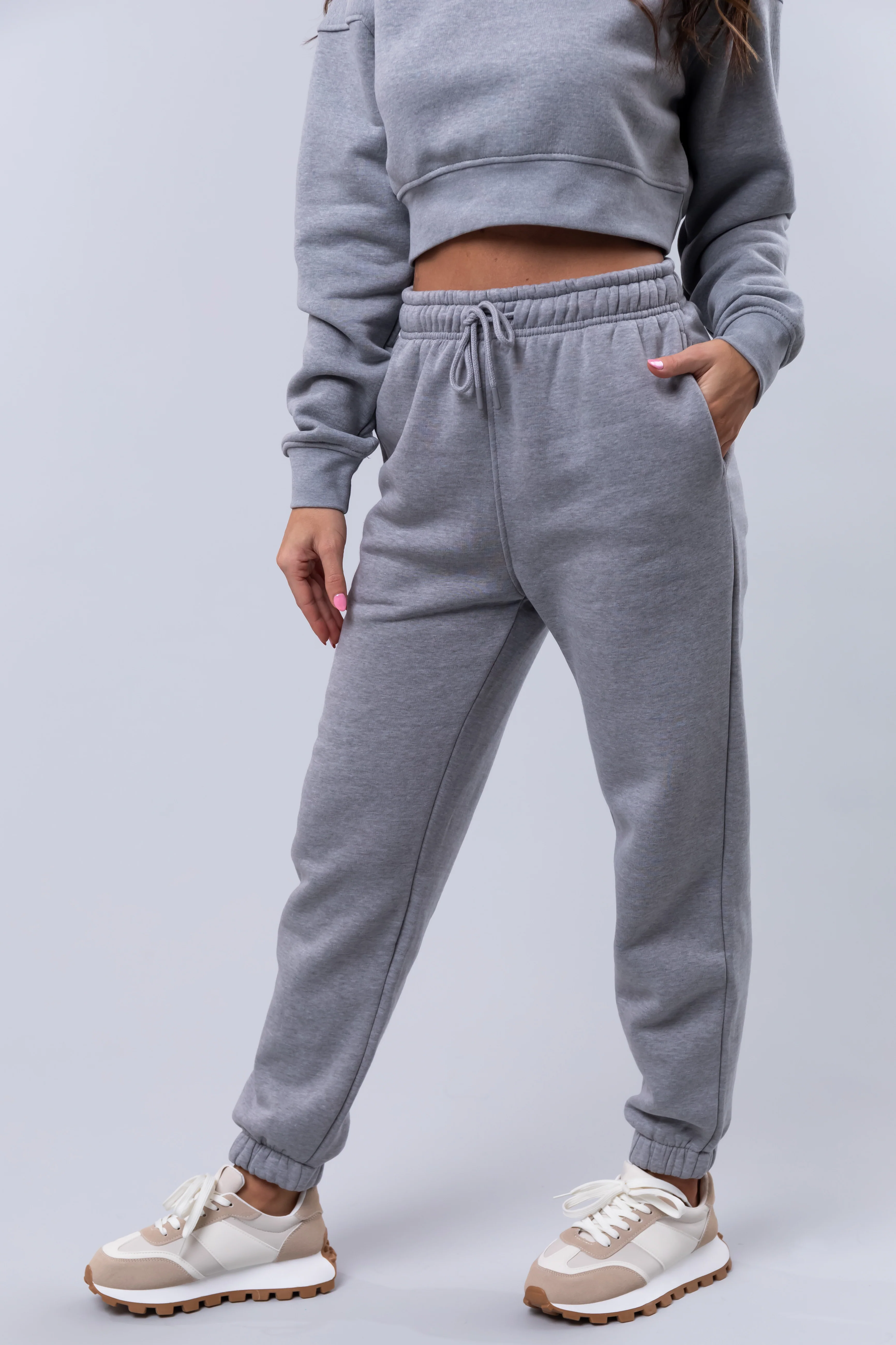 Heather Grey Fleece Drawstring Sweatpants - Image 3