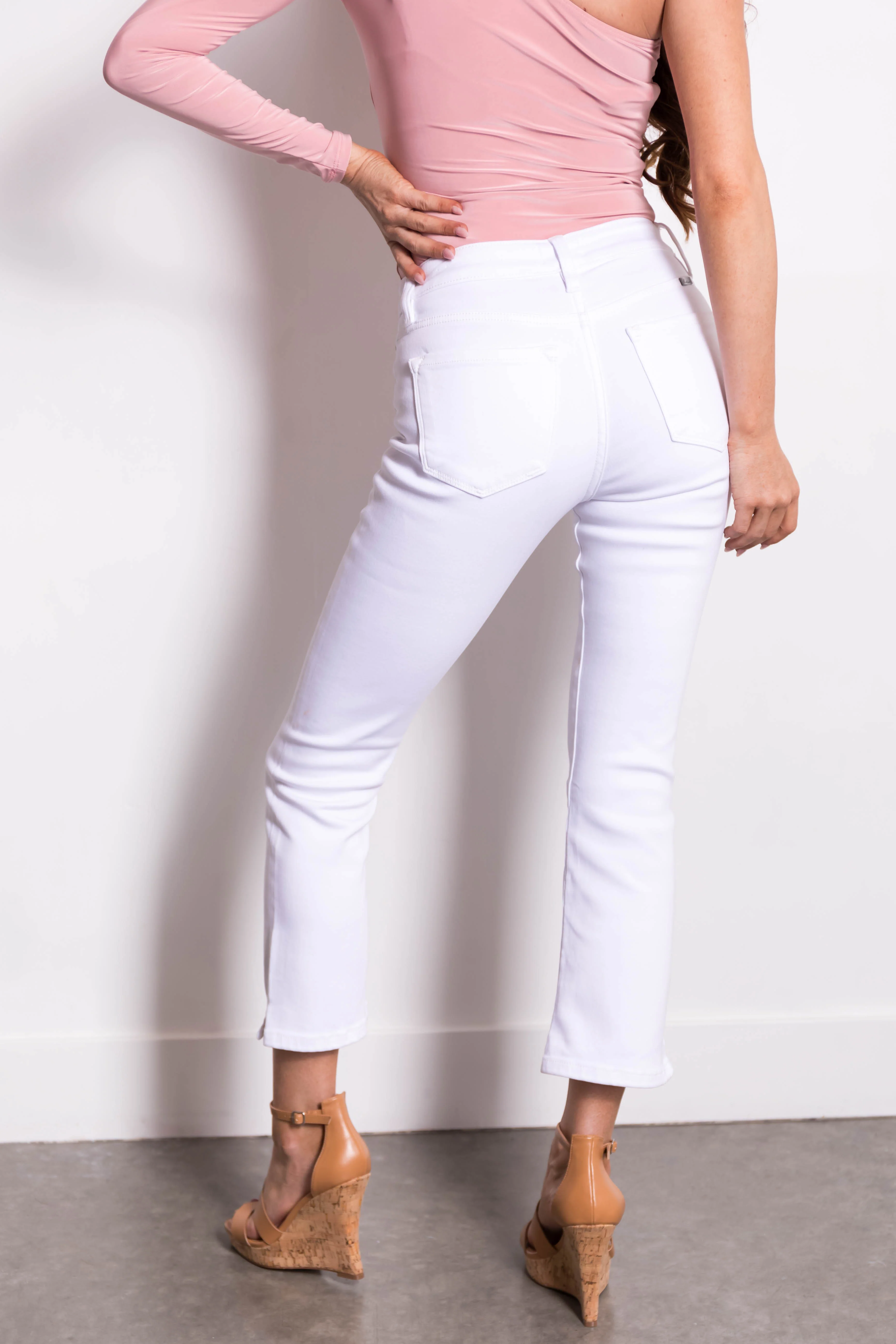 KanCan White High Rise Kick Flare Jeans - Image 4