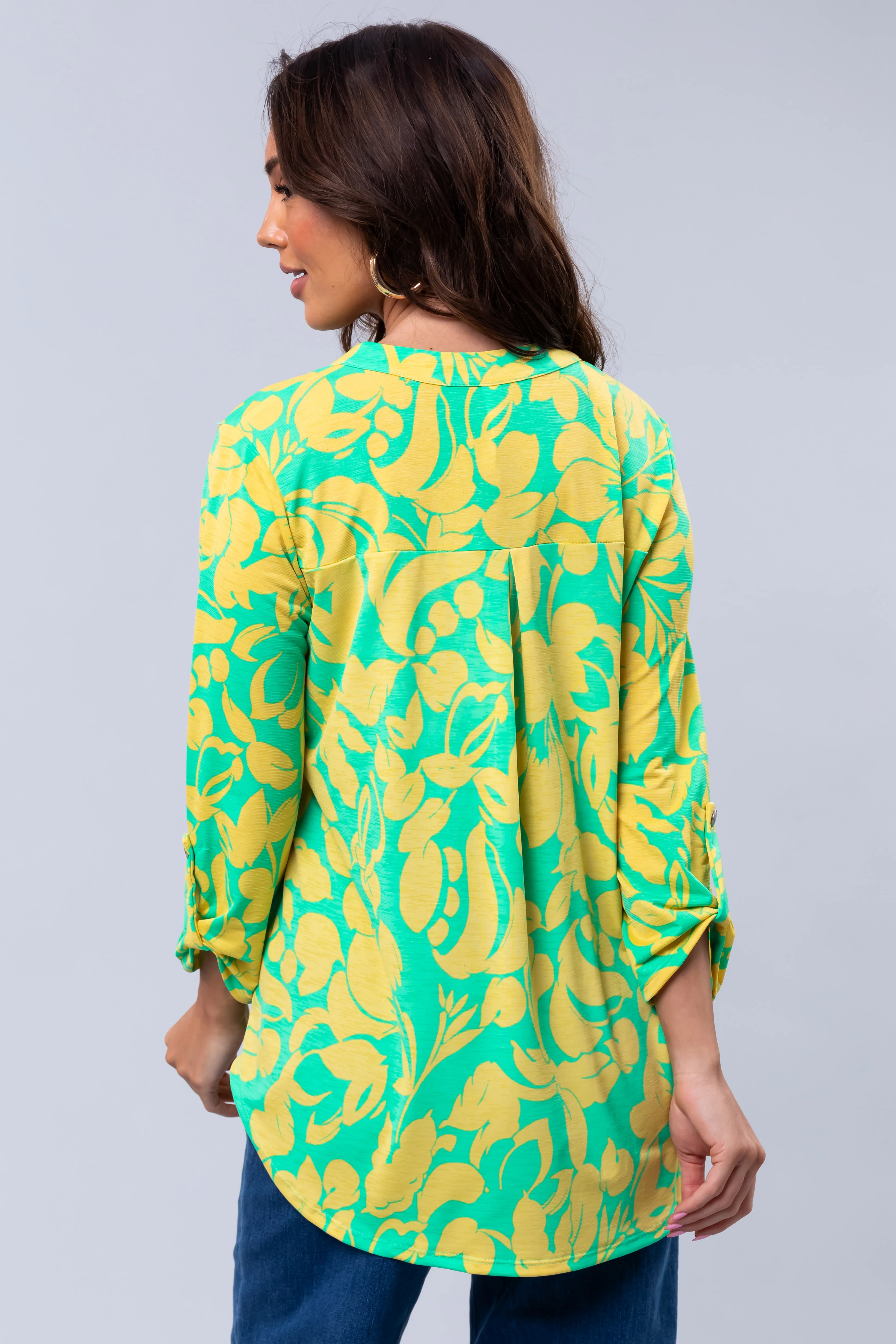 Kiwi and Lemon Abstract 3/4 Sleeve Blouse - Image 4
