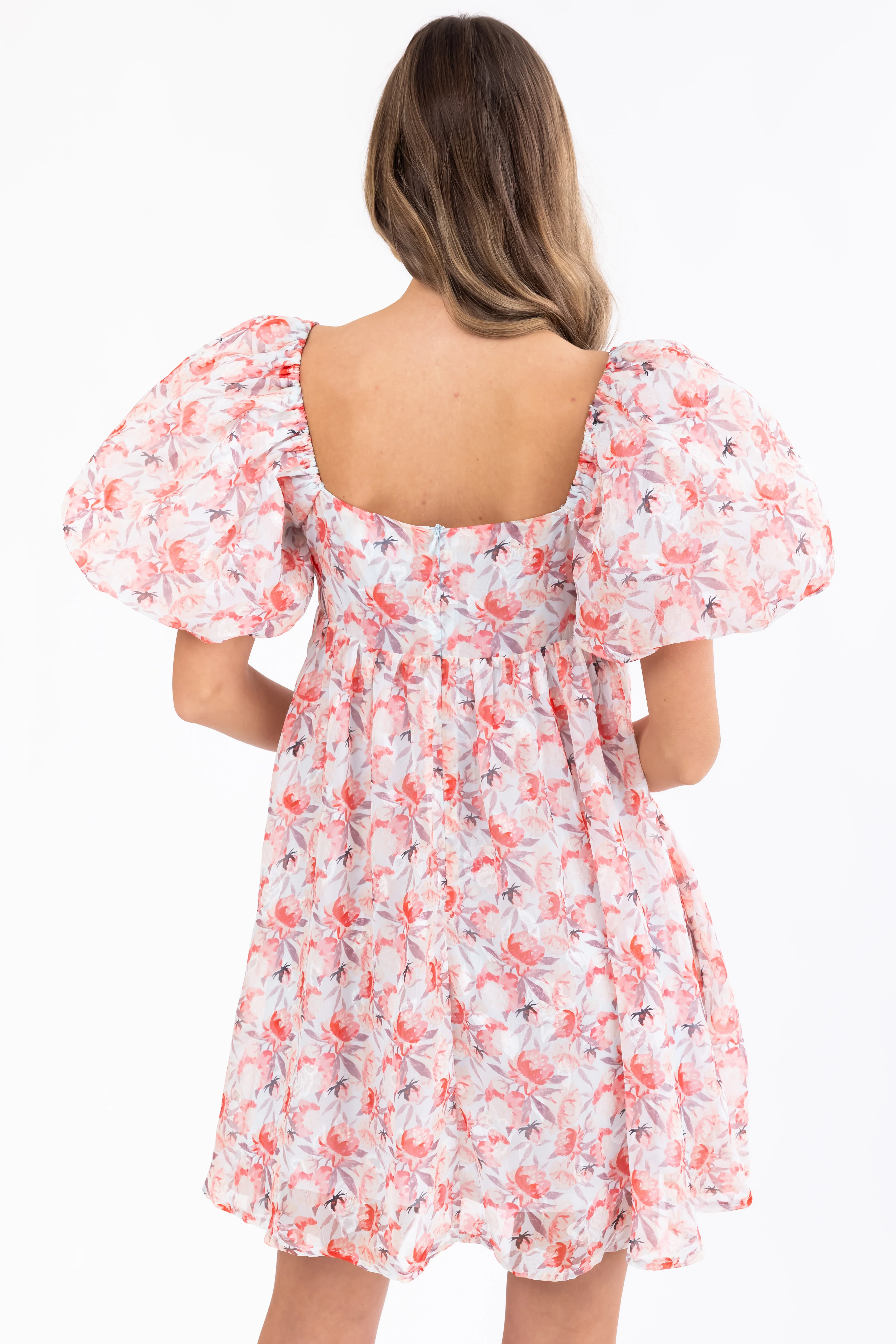 Lipstick Floral Print Puff Sleeve Mini Dress - Image 6