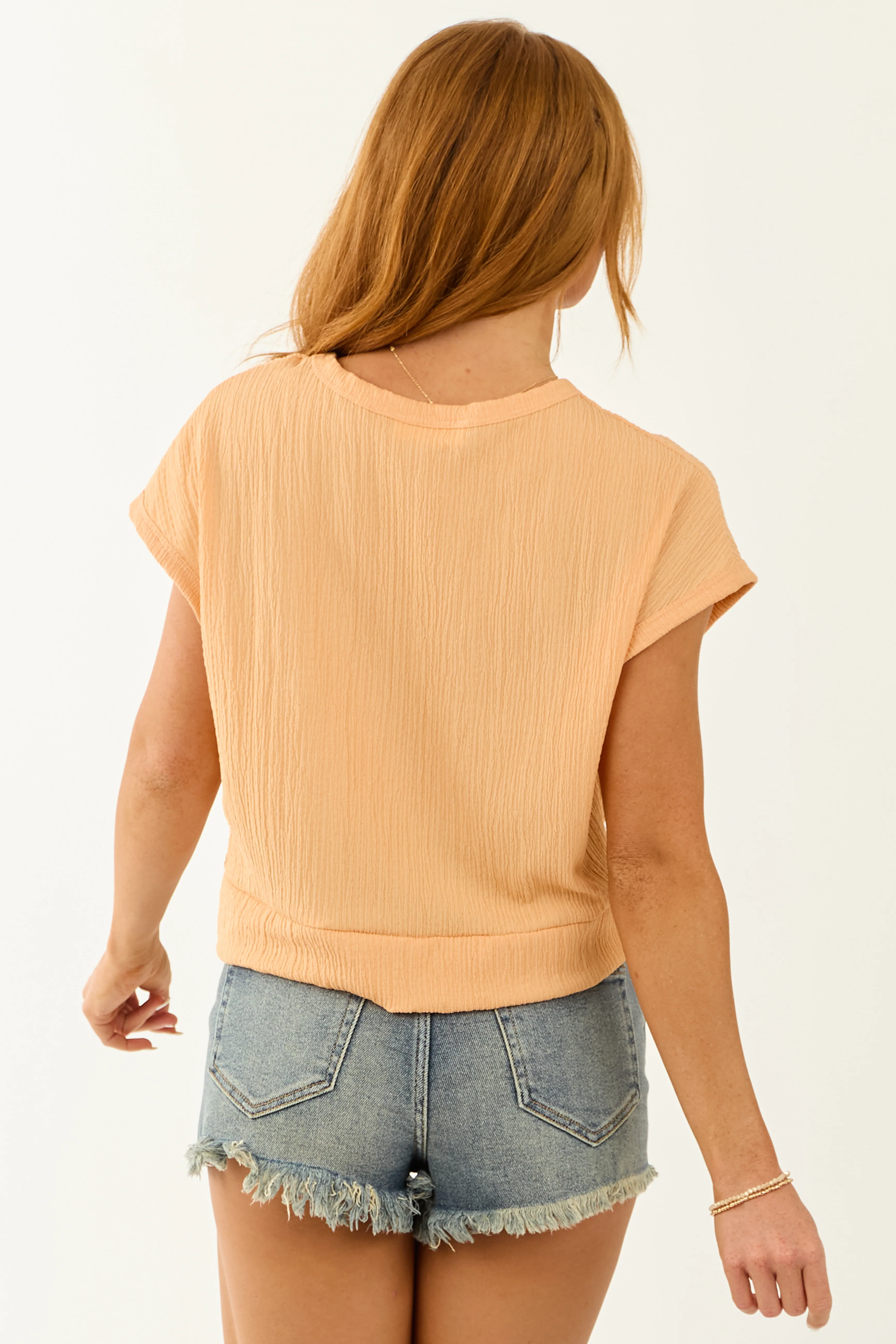 Melon Front Twist Detail Short Sleeve Top - Image 7