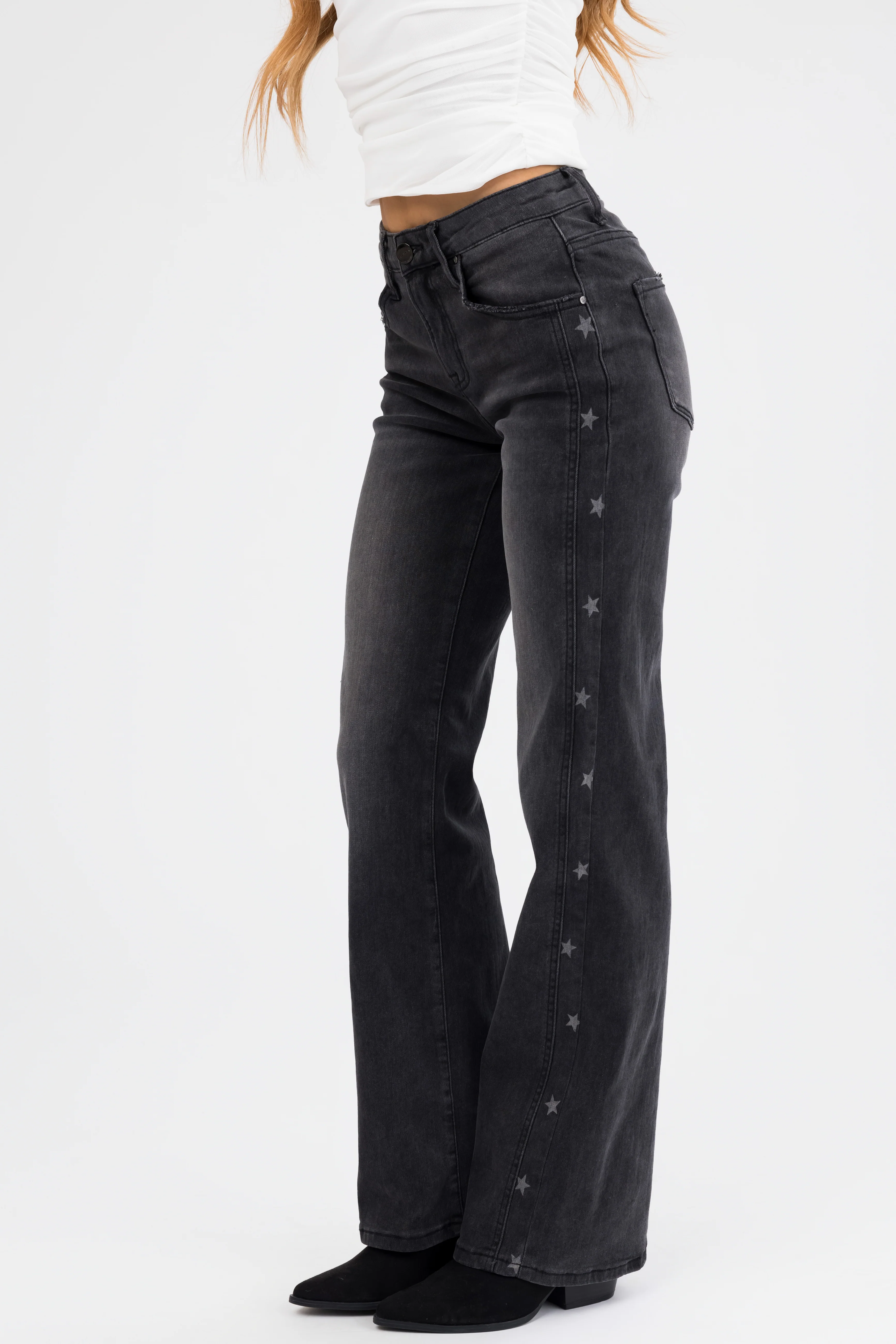 Risen Black Star Print Straight Jeans - Image 3