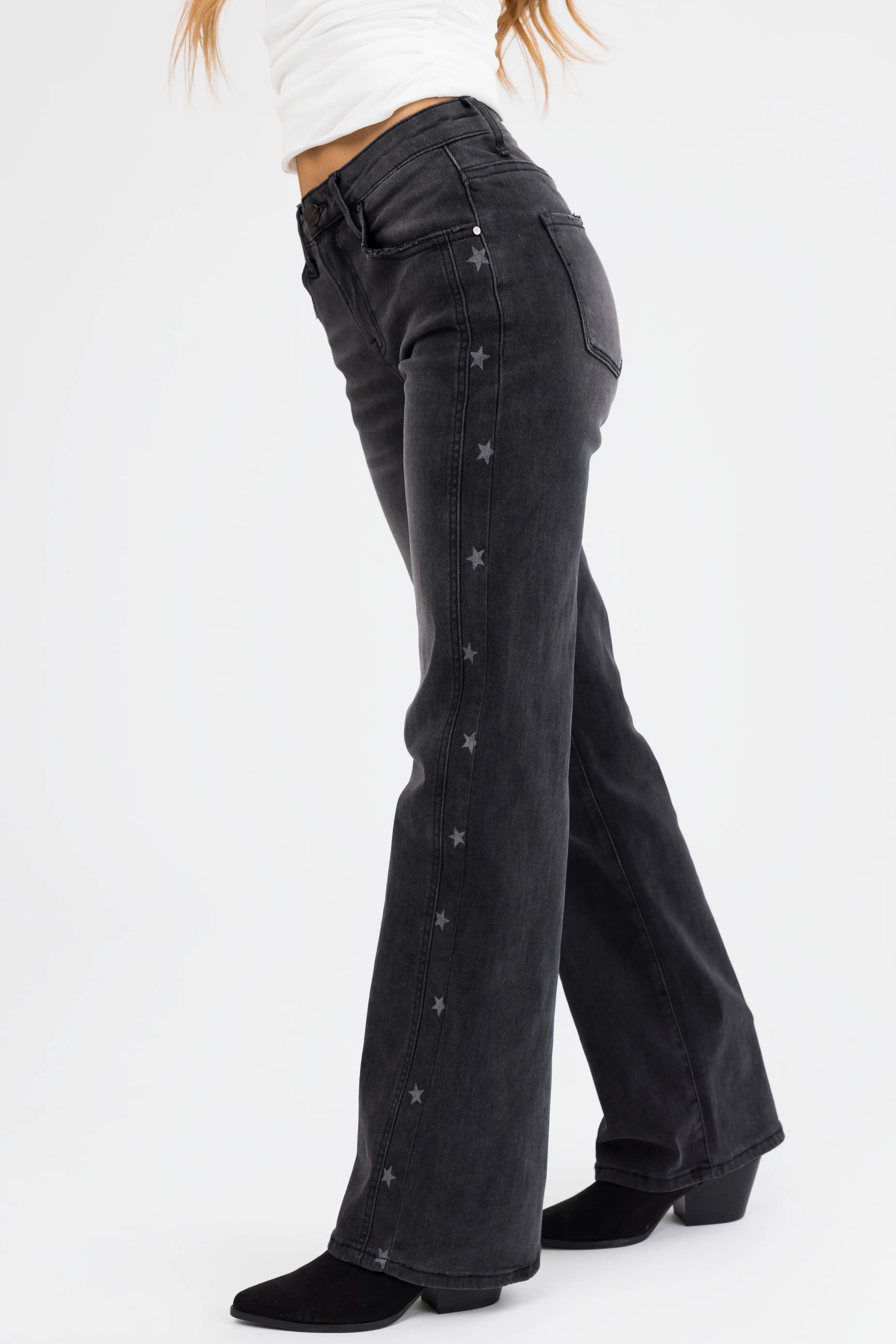 Risen Black Star Print Straight Jeans - Image 4