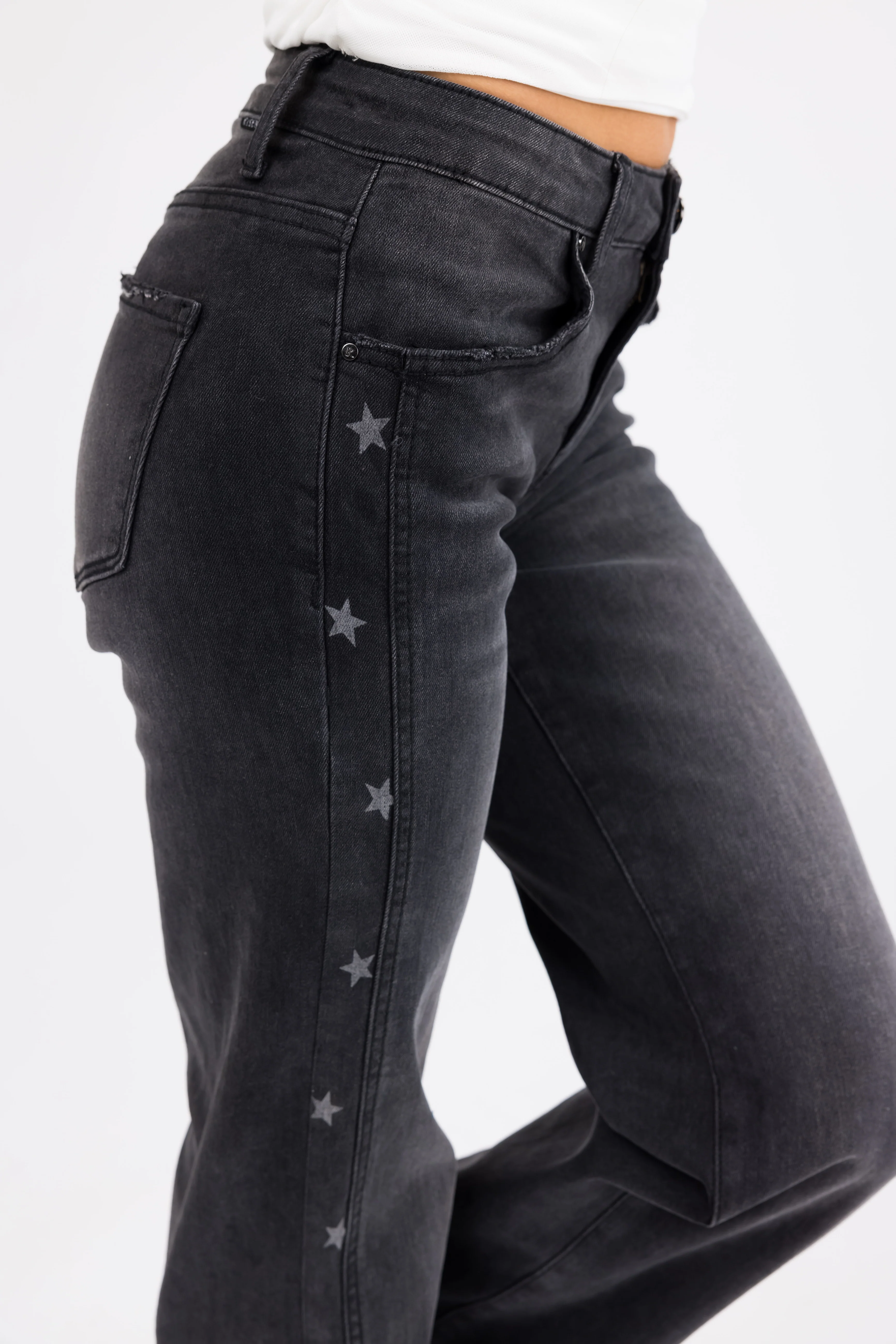 Risen Black Star Print Straight Jeans - Image 6
