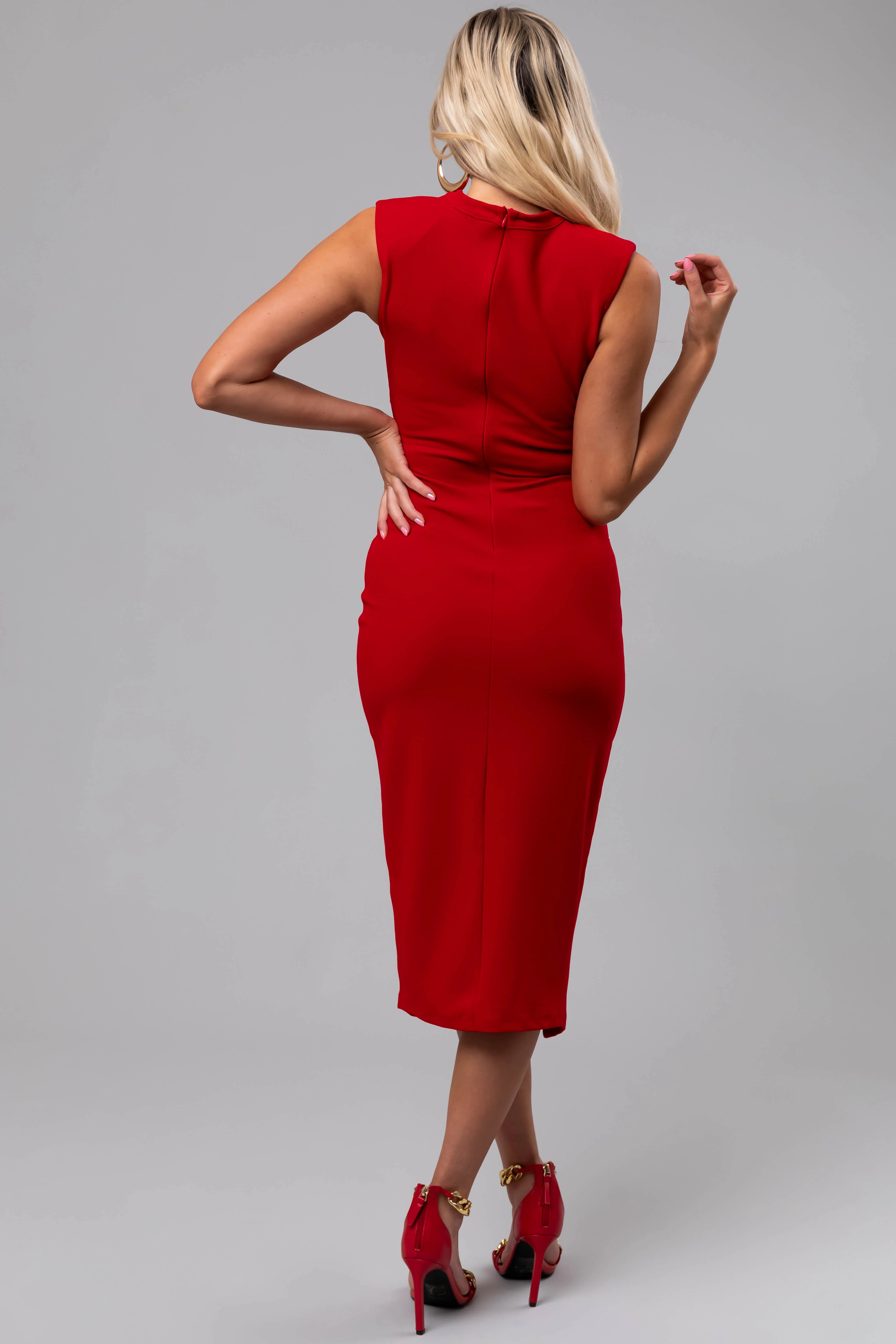 Ruby Sleeveless Gold Stud Side Slit Midi Dress - Image 6