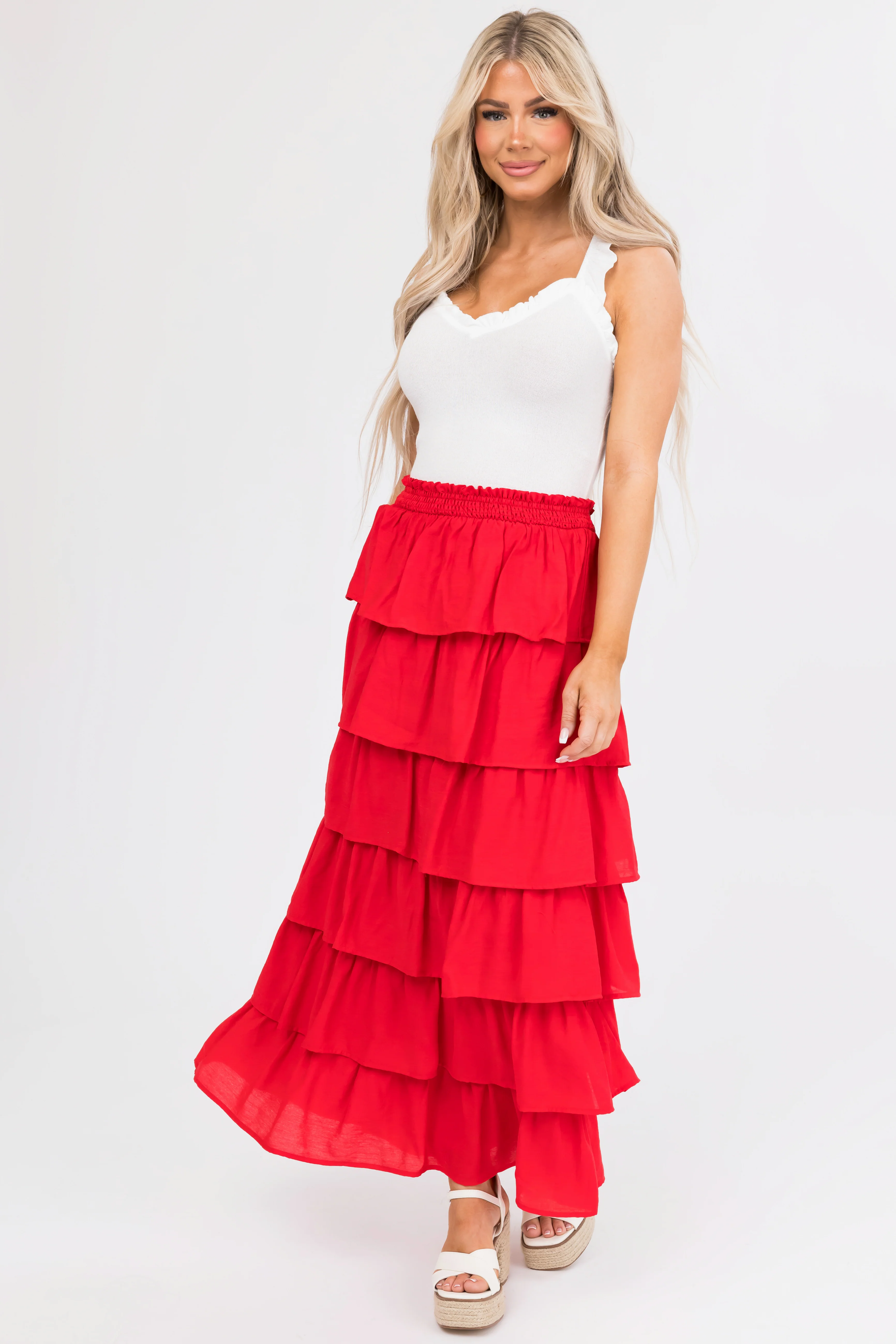 Scarlet Ruffle Convertible Maxi Skirt Midi Dress - Image 4