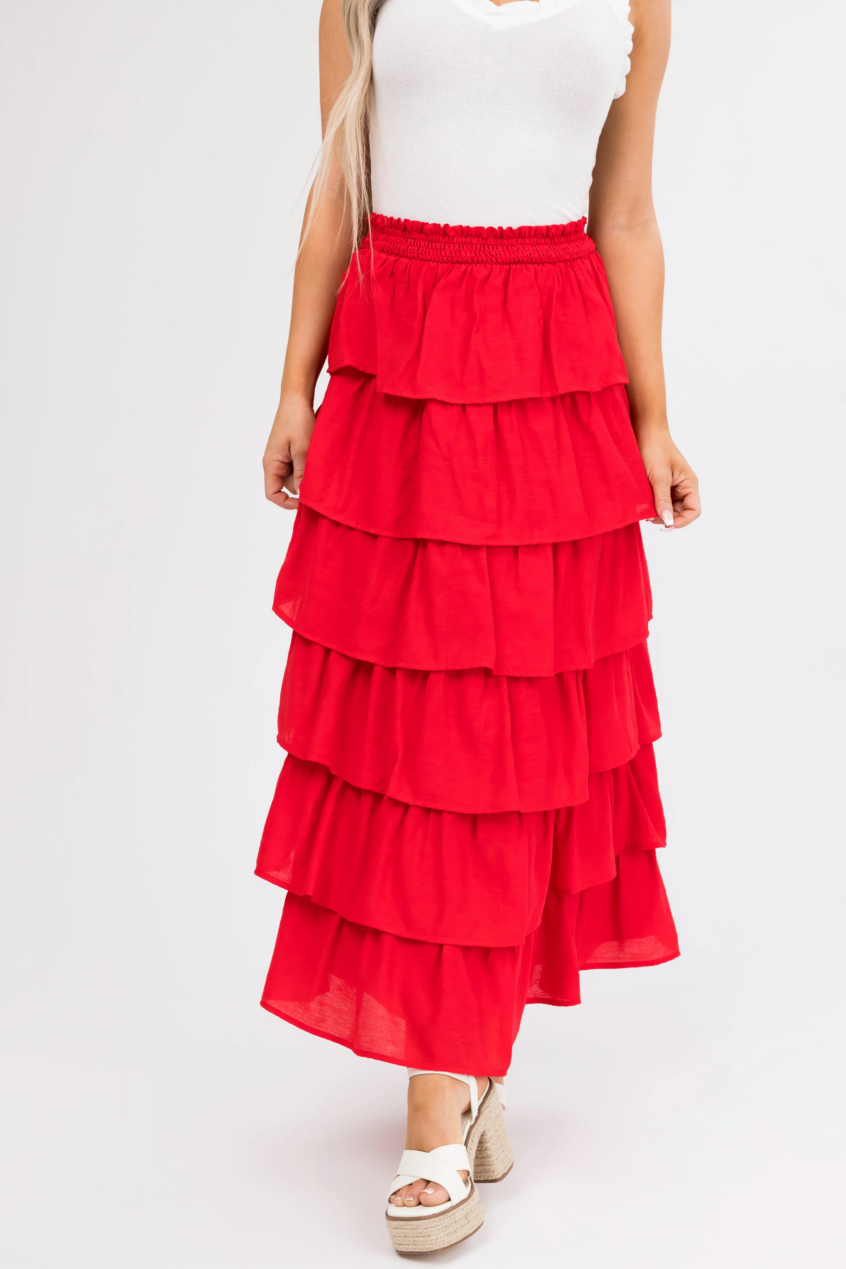 Scarlet Ruffle Convertible Maxi Skirt Midi Dress - Image 5