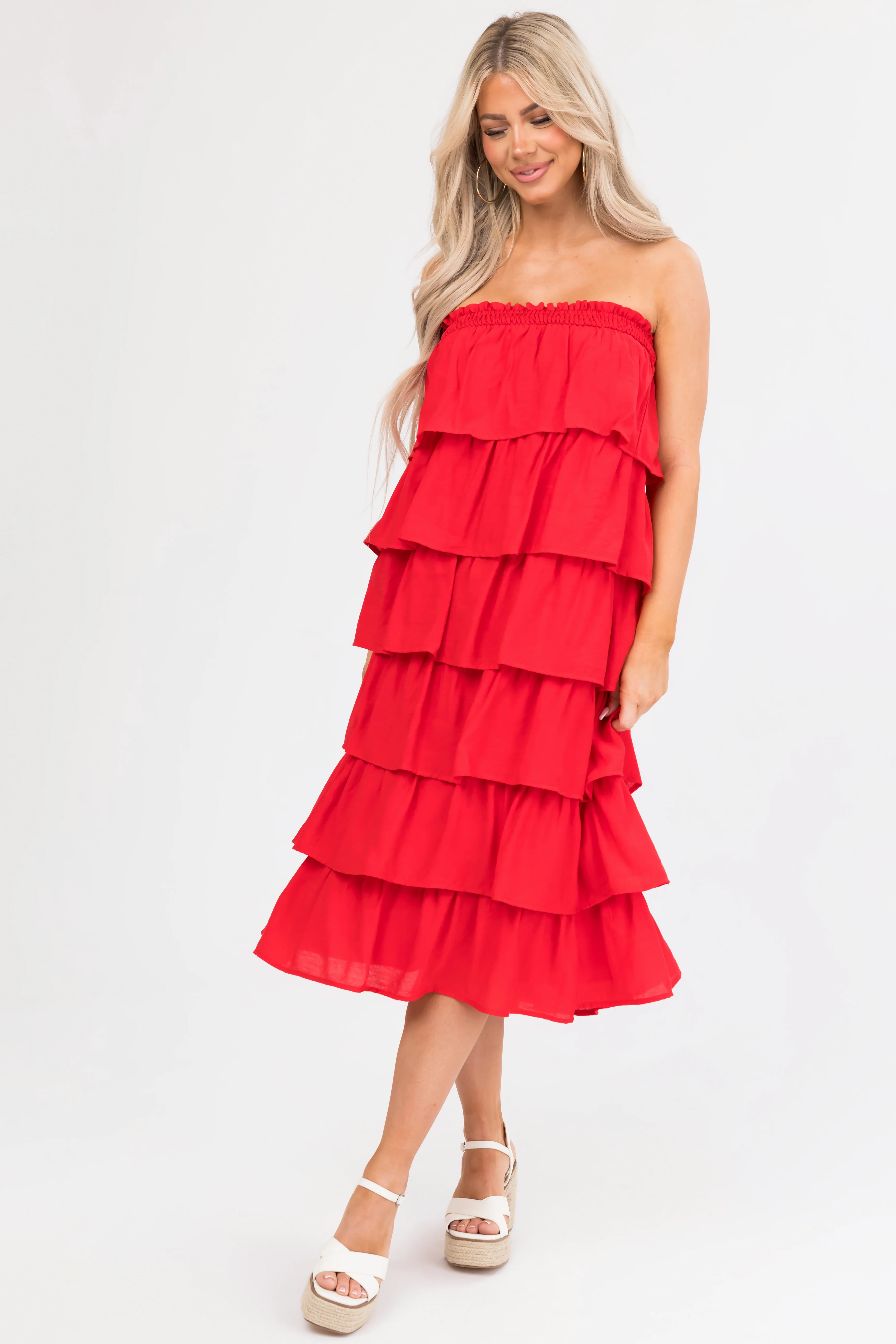 Scarlet Ruffle Convertible Maxi Skirt Midi Dress - Image 6
