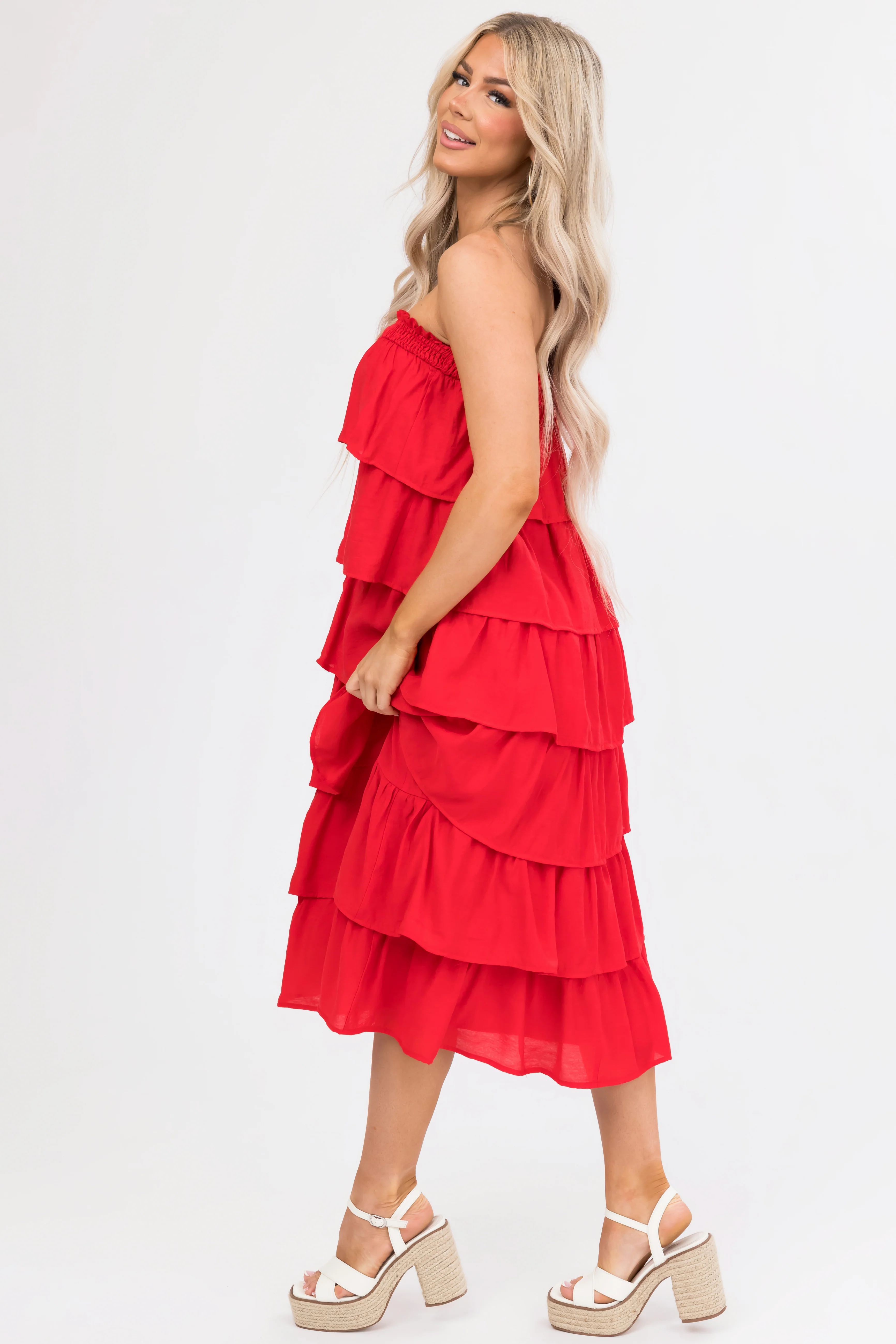 Scarlet Ruffle Convertible Maxi Skirt Midi Dress - Image 7