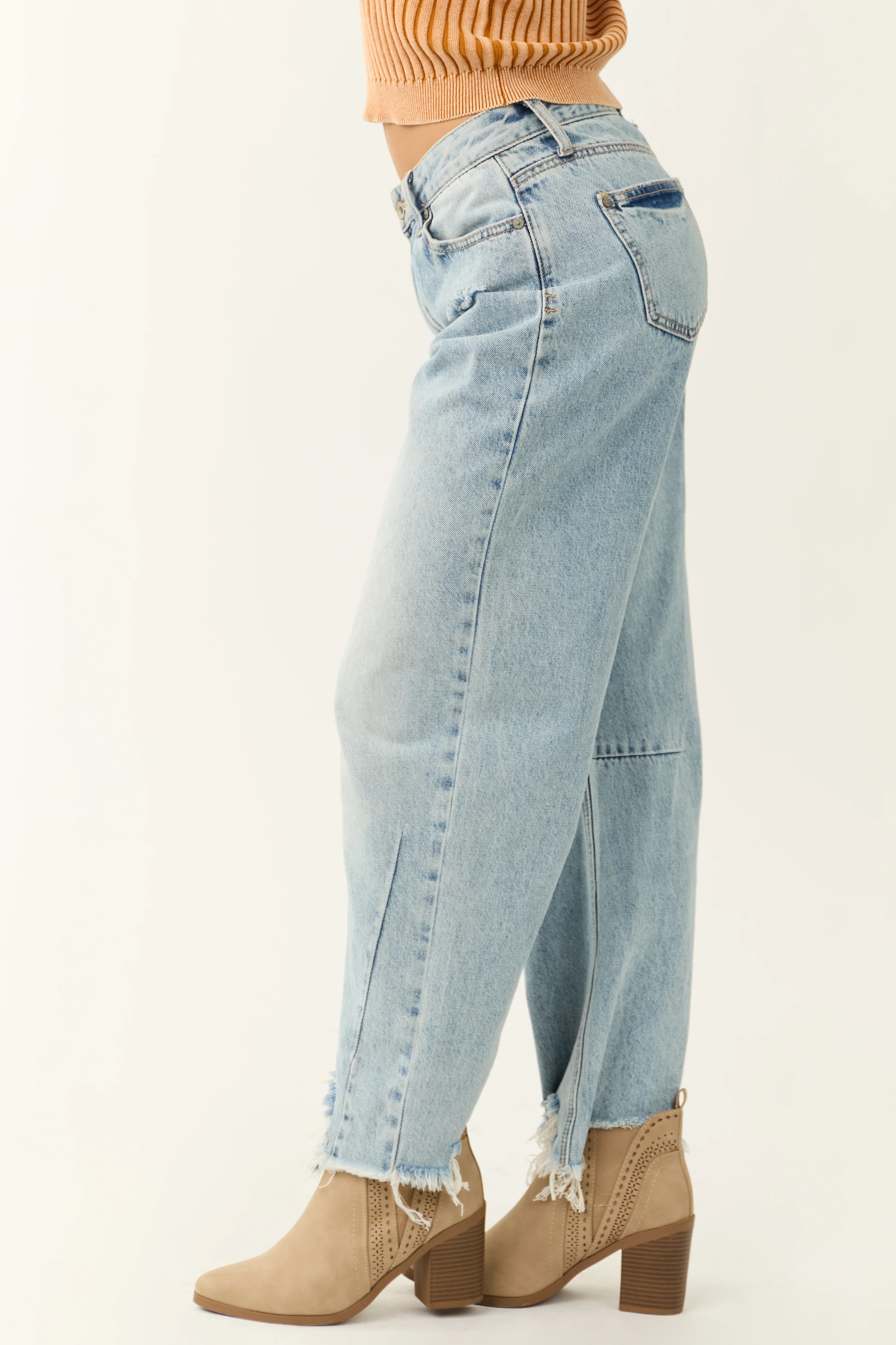 Special A Light Wash High Rise Barrel Jeans - Image 3