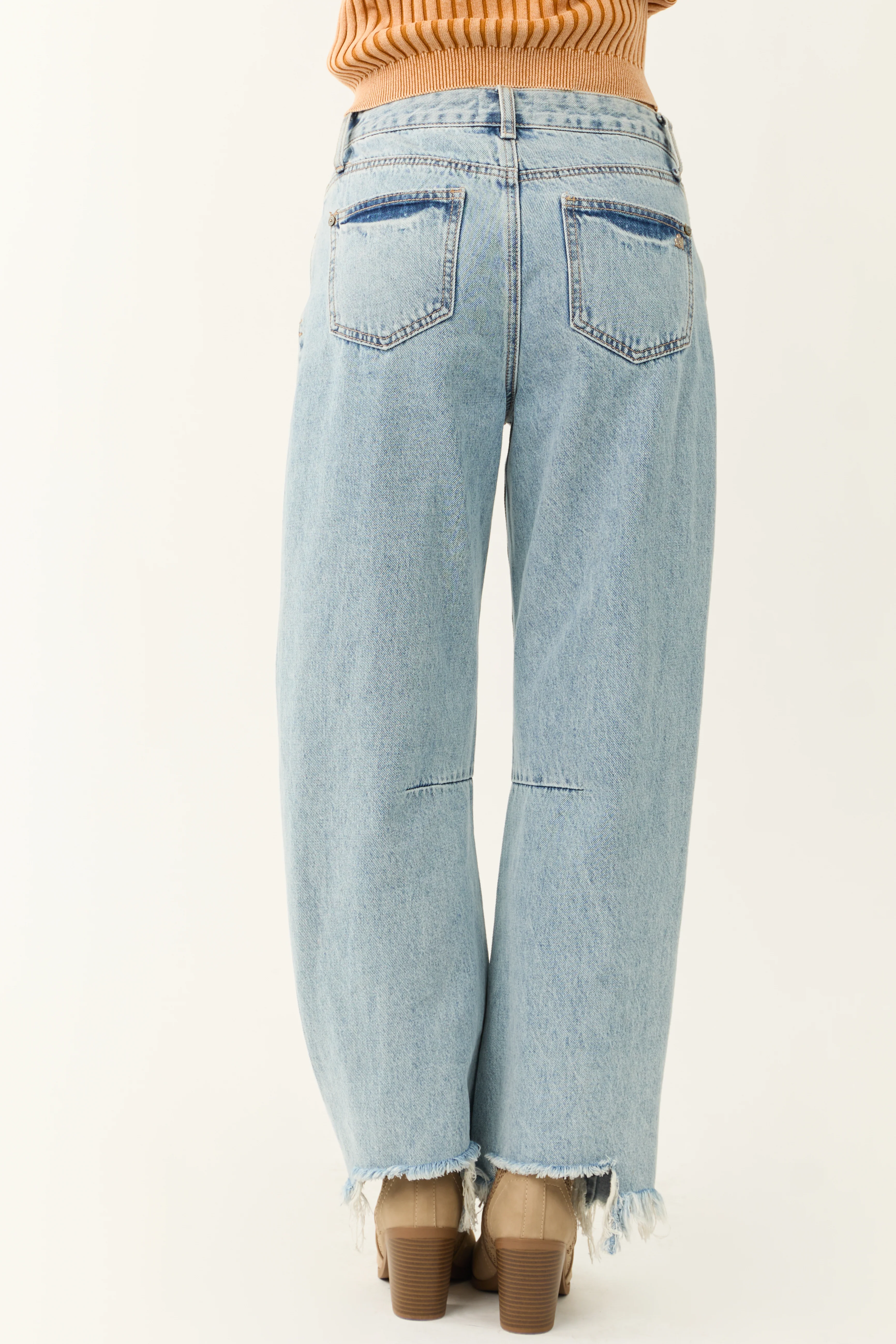 Special A Light Wash High Rise Barrel Jeans - Image 4