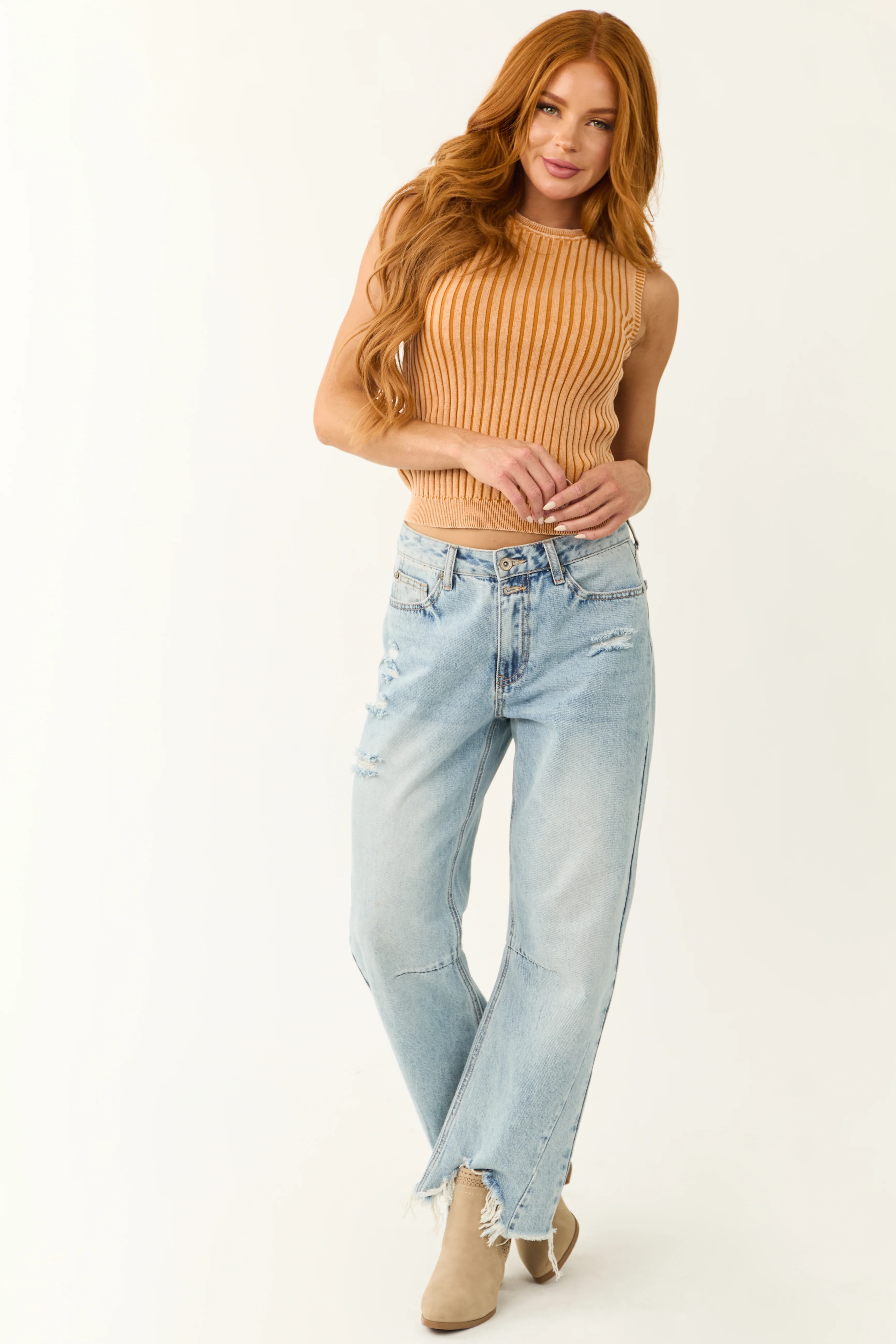 Special A Light Wash High Rise Barrel Jeans - Image 7