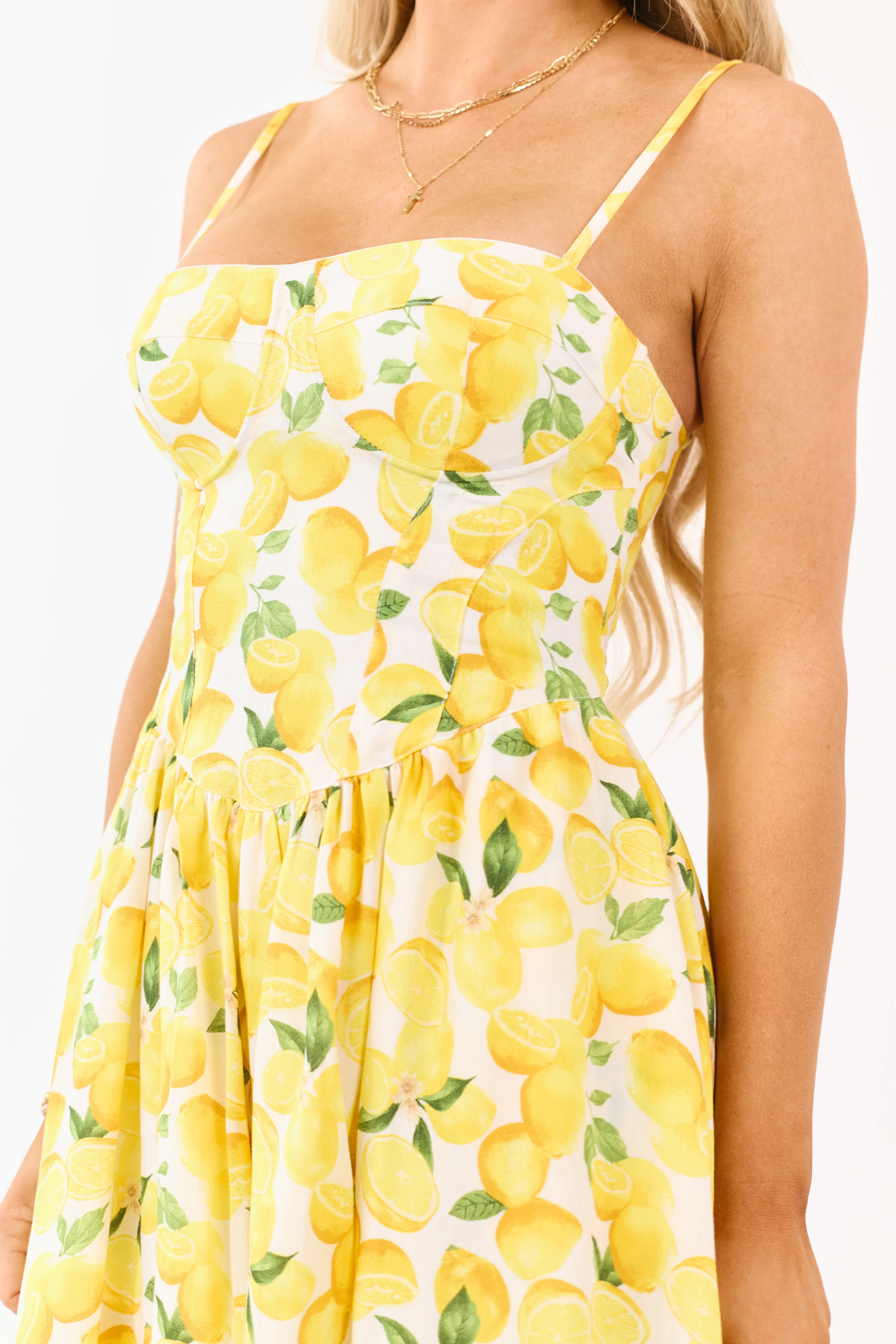Sunshine Lemon Print Sleeveless Mini Dress - Image 6