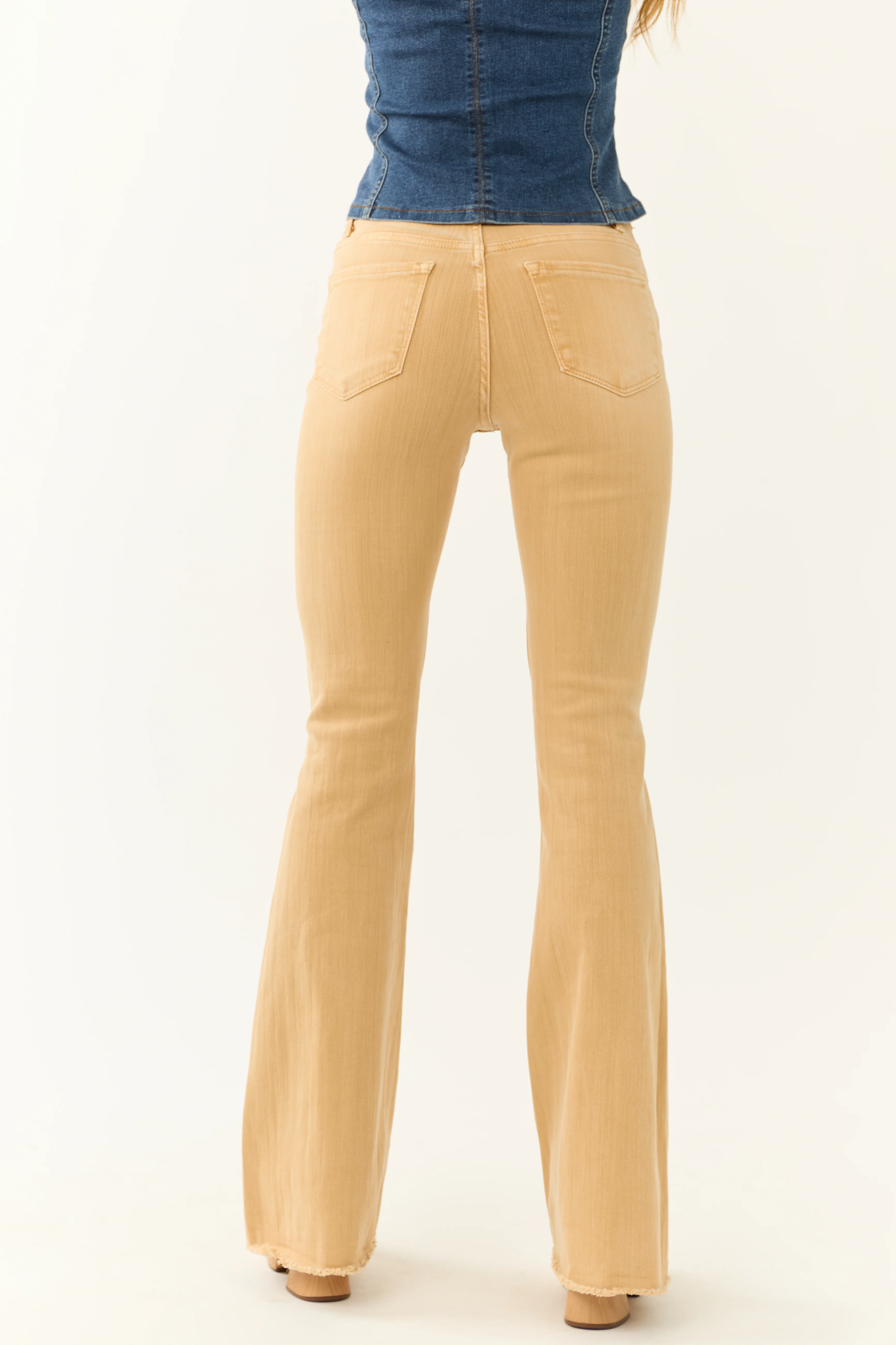 Vervet Light Mustard Flare Distressed Jeans - Image 4